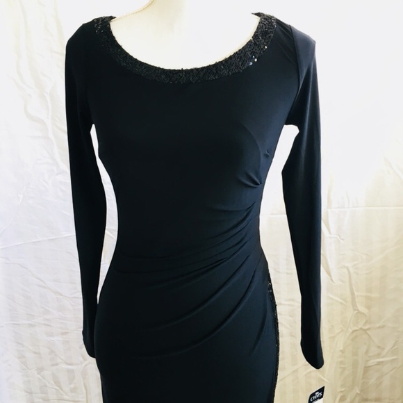 NWT Chaps long gown dress black with sequins sze 2 - Picture 3 of 7